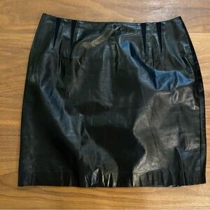 Anne Klein Leather Mini Skirt Womens 12 Black Genuine Leather Made USA